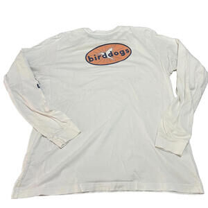 Birddogs Long Sleeve Graphic Cotton Shirt White Logo Men Medium M Sweatshirt